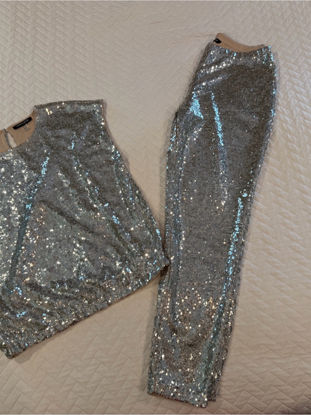 Cable & Gauge Silver Sequin Pajama Set